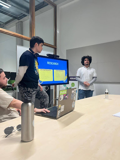 Me and Constantin going through our presentation